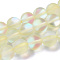 Synthetic Moonstone Beads Strands, Holographic Beads, Half AB Color Plated, Frosted, Round, Light Yellow, 8mm, Hole: 1mm, about 46pcs/strand, 15 inch