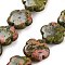 Natural Unakite Beads Strands, Flower, 20x20x6mm, Hole: 1.4mm, about 20pcs/strand, 14.57~14.96 inch(37~38cm)