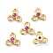 Brass Chandelier Components Links, with Cubic Zirconia, Long-Lasting Plated, Real 18K Gold Plated, Flower, Lead Free & Cadmium Free, Hot Pink, 6.5x7x2mm, Hole: 1.4mm