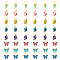 24Pcs Alloy Enamel & Iron Braiding Hair Pendants Decoration Clips, for Hair Styling, Leaf/Butterfly, Mixed Color, 26~38mm