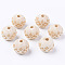 Unfinished Natural Wood European Beads, Large Hole Beads, for DIY Painting Craft, Laser Engraved Pattern, Round, Antique White, 20x18mm, Hole: 4mm