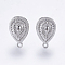 Alloy Stud Earring Findings, with Loop, Teardrop, Platinum, 19x12mm, Hole: 1mm, Pin: 0.7mm