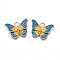 Alloy Enamel Pendants, Cadmium Free & Lead Free, Butterfly, Marine Blue, 13.5x18x2mm, Hole: 2mm