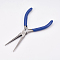 45# Carbon Steel Long Chain Nose Pliers, Hand Tools, Polishing, Royal Blue, Stainless Steel Color, 14x7.6x0.9cm