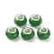 Resin European Beads, Large Hole Beads, with Silver Tone Brass Double Cores, Faceted, Rondelle, Green, 14x9mm, Hole: 5mm