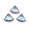 Electroplated Glass Pendants, Back Plated, Faceted, Fan-Shaped, Plum, 12x15x5mm, Hole: 1.2mm