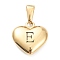 304 Stainless Steel Pendants, Heart with Black Letter, Golden, Letter.E, 16x16x4.5mm, Hole: 7x3mm