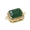 Rack Plating Brass Micro Pave Clear Cubic Zirconia Rectangle Connector Charms KK-A234-028G-01-2