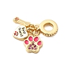 Brass Micro Pave Camellia Cubic Zirconia European Dangle Charms KK-F904-09G-2