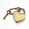 Heart Lock & Key Zinc Alloy Key Clasps KEYC-O009-14-2