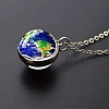 Luminous Round Alloy with Glass Planet Pendant Necklaces FS-WG4A1FF-03-1