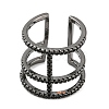 Brass Triple Lines Open Cuff Ring with Cubic Zirconia RJEW-Q781-03-3