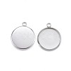 Tarnish Resistant 304 Stainless Steel Pendant Cabochon Settings STAS-G127-13-5.5mm-P-1