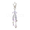 Flower Glass & Plastic Pearl & Alloy Pendant Decorations HJEW-JM03435-1