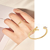1Pc Letter Brass Rhinestone Open Cuff Rings for Women AJEW-LP0004-47L-G-1
