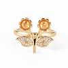 Brass Micro Pave Clear Cubic Zirconia Peg Bails Cuff Finger Ring Settings KK-T062-113G-NF-2