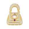 Brass Micro Pave Clear Cubic Zirconia Pendant Cabochon Settings KK-U026-06G-1