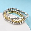 Brass Micro Pave Cubic Zirconia Round Beaded Multi-Strand Bracelets for Women BJEW-B148-02B-PG-2