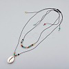 Cowrie Shell Beads Pendants Necklaces Sets NJEW-JN02299-02-1