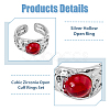 9Pcs 9 Style Cat Eye & Cubic Zirconia Open Cuff Rings Set RJEW-FI0001-12-4