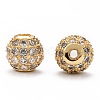 Brass Cubic Zirconia Beads ZIRC-F001-02G-6MM-4