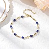 304 Stainless Steel Natural Dyed Lapis Lazuli Link Bracelets for Women BJEW-JB11683-02-1