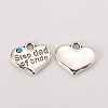 Wedding Theme Antique Silver Tone Tibetan Style Alloy Heart with Step Dad of Bride Rhinestone Charms TIBEP-N005-22B-1