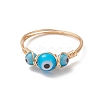 Lampwork Evil Eye Finger Ring RJEW-JR00555-3