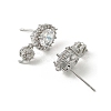 Oval Brass Micro Pave Clear Cubic Zirconia Stud Earring Findings KK-C107-07P-2