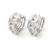 Platinum Plated Brass Cuff Earrings with Rhinestone for Women EJEW-D065-07P-03-1