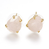 Natural Rose Quartz Stud Earrings X-EJEW-L196-03B-1