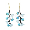 Glass Seed with Natural South Red Agate & Synthetic Turquoise & Natural Rose Quartz Dangle Cluster Earrings EJEW-MZ00726-3