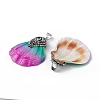 Spray Painted Natural Freshwater Shell with Rhinestone Pendants BSHE-G033-07A-3