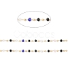 Faceted Rondelle Glass & Round 304 Stainless Steel Beaded Chains CHS-G026-01KCG-02-2