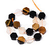 Natural Obsidian & Citrine & Tiger Eye Beads Strands G-N358-03A-05-3