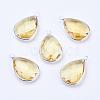 Silver Color Plated Brass Glass Teardrop Pendants GLAA-M006-A-18S-1