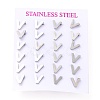 Tarnish Resistant 304 Stainless Steel Greek Alphabet Stud Earrings STAS-D007-07P-04-3