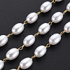 304 Stainless Steel & ABS Plastic Imitation Pearl Beaded Chains CHS-S008-015G-1