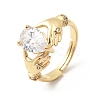 Brass Micro Pave Cubic Zirconia Rings for Women RJEW-K312-04G-4