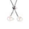 Adjustable Natural Pearl with Brass Chain Slider Bracelets for Women Girl BJEW-T022-16A-4
