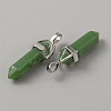 Natural Green Aventurine Double Terminal Pointed Pendants G-WH0016-37D-2