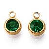PVD Vacuum Plating 201 Stainless Steel Rhinestone Charms STAS-S068-03G-2