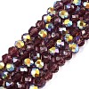 AB Color Plated Transparent Glass Rondelle Beads Strands EGLA-T029-4mm-10K-1