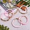 Synthetic Hematite & Polymer Clay Heishi Beads Stretch Bracelets Set BJEW-PH01487-01-4