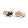 Rack Plating Brass Micro Pave Clear & Black Cubic Zirconia Pendants KK-B050-01G-2