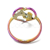 Ion Plating(IP) 304 Stainless Steel Heart with Horse Adjustable Ring for Women RJEW-M149-20RC-2