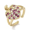 Brass Micro Pave Cubic Zirconia Cuff Rings RJEW-H256-14G-01-4