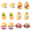18Pcs 6 Styles Resin Chick & Stump with Mushroom Ornaments DJEW-TA0001-41-2