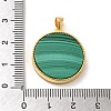 Rack Plating 925 Sterling Silver Pave Natural Malachite Pendants G-K352-01G-3