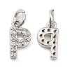 Brass Micro Pave Grade AAA Cubic Zirconia Charms ZIRC-P067-11P-P-NR-2